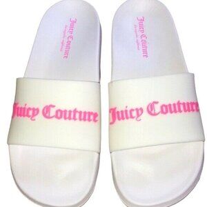 Juicy Couture Shoes Womens 8 Sandals Whimsey Logo Slide White Hot Pink New Y2K